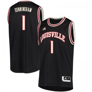 Mens Louisville Cardinals #1 Christen Cunningham Retro Black Embroidery Jerseys 290814-265