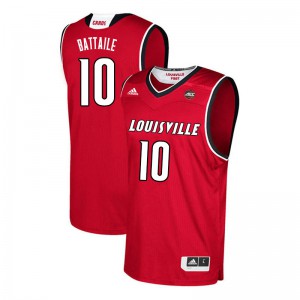 Men's University of Louisville #10 Wyatt Battaile Red Player Jersey 493903-805