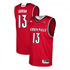 Mens University of Louisville #13 David Johnson Red Official Jerseys 731971-342