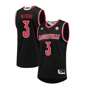 Men's Louisville Cardinals #3 Jae'Lyn Withers Black NCAA Jersey 327350-458