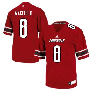 Mens University of Louisville #8 Keion Wakefield Red Official Jersey 462686-474
