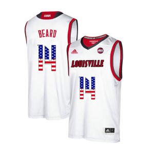Mens University of Louisville #14 Alfred Beard White USA Flag Fashion Basketball Jersey 109097-267