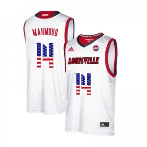 Men Louisville #14 Anas Mahmoud White USA Flag Fashion Official Jersey 176035-673