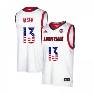 Men Louisville #13 Bud Olsen White USA Flag Fashion NCAA Jersey 834533-194