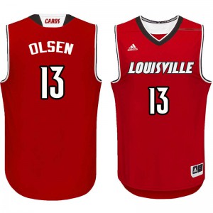 Men's University of Louisville #13 Bud Olsen Red Player Jersey 533359-706