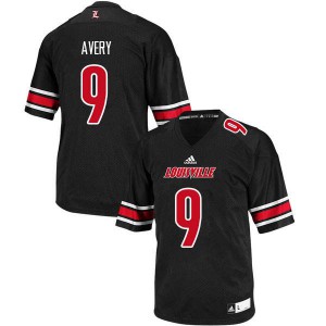 Mens University of Louisville #9 C.J. Avery Black Football Jerseys 293238-788