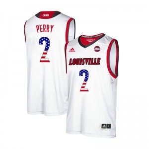 Men's Louisville Cardinals #2 Darius Perry White USA Flag Fashion Player Jerseys 430436-643