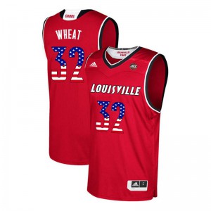 Men's University of Louisville #32 DeJuan Wheat Red USA Flag Fashion Stitch Jersey 396209-949