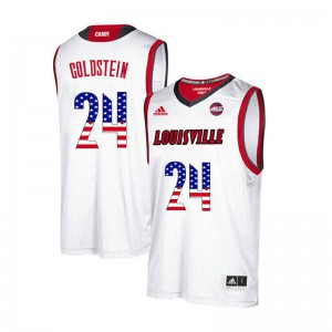 Men's University of Louisville #24 Don Goldstein White USA Flag Fashion Embroidery Jerseys 598735-154