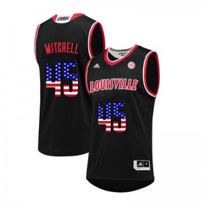 Men Louisville #45 Donovan Mitchell Black USA Flag Fashion Official Jerseys 221459-873