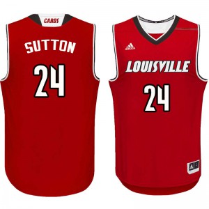 Men University of Louisville #24 Dwayne Sutton Red Basketball Jerseys 588884-330