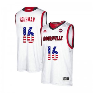 Mens Louisville #16 Jack Coleman White USA Flag Fashion Official Jersey 322758-998