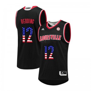 Men Louisville Cardinals #12 Jacob Redding Black USA Flag Fashion Embroidery Jerseys 276290-851