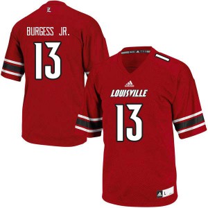 Men's University of Louisville #13 James Burgess Jr. Red Stitch Jerseys 922465-713