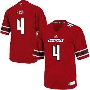 Men University of Louisville #4 Jawon Pass Red Stitched Jerseys 257307-981