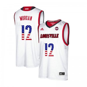 Men's Louisville Cardinals #12 Jim Morgan White USA Flag Fashion University Jersey 138596-869