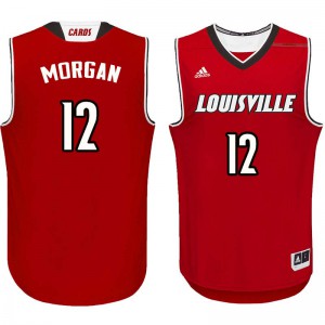 Mens Louisville #12 Jim Morgan Red University Jersey 128203-469