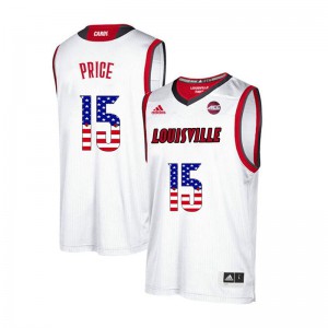 Men's University of Louisville #15 Jim Price White USA Flag Fashion Embroidery Jersey 817228-981