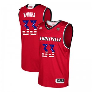 Mens University of Louisville #33 Jordan Nwora Red USA Flag Fashion Official Jerseys 607256-666