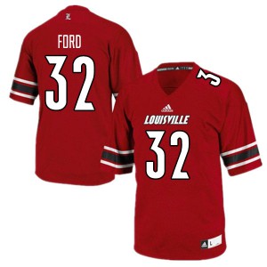 Mens Louisville Cardinals #32 Justin Ford Red Embroidery Jerseys 401024-776