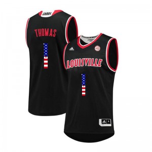 Men's University of Louisville #1 Lance Thomas Black USA Flag Fashion Stitch Jerseys 676034-464