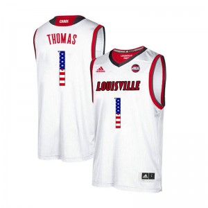 Men Louisville Cardinals #1 Lance Thomas White USA Flag Fashion University Jerseys 268487-944