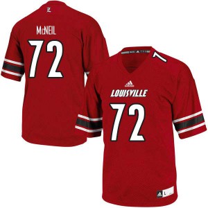 Mens University of Louisville #72 Lukayus McNeil Red Embroidery Jersey 168231-273