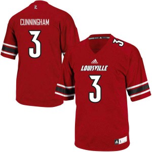 Men's Louisville Cardinals #3 Malik Cunningham Red College Jerseys 800334-294
