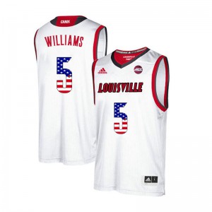 Men Louisville Cardinals #5 Malik Williams White USA Flag Fashion Official Jersey 682256-553