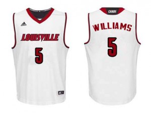 Men's Louisville Cardinals #5 Malik Williams White Official Jersey 454344-679
