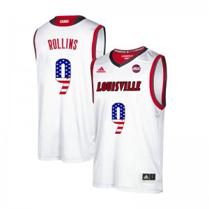 Men University of Louisville #9 Phil Rollins White USA Flag Fashion Embroidery Jersey 497421-834
