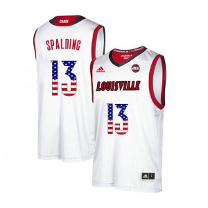 Men's Louisville #13 Ray Spalding White USA Flag Fashion NCAA Jersey 168347-689