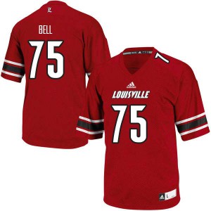 Mens Louisville #75 Robbie Bell Red Official Jerseys 527198-477