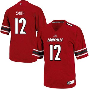 Men University of Louisville #12 Trey Smith Red Stitch Jerseys 794956-888