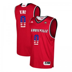 Mens University of Louisville #34 V.J. King Red USA Flag Fashion Basketball Jerseys 245489-386