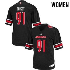 Women Louisville Cardinals #91 Derek Dorsey Black Official Jersey 152717-355