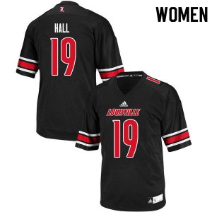 Womens Louisville Cardinals #19 Hassan Hall Black College Jerseys 329789-642