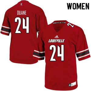 Women's University of Louisville #24 Jack Duane Red Stitched Jerseys 857675-920
