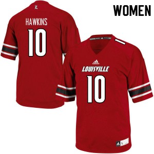 Womens University of Louisville #10 Javian Hawkins Red Stitched Jersey 277054-463