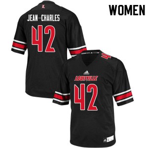 Women Louisville Cardinals #42 Ori Jean-Charles Black Football Jerseys 314550-163