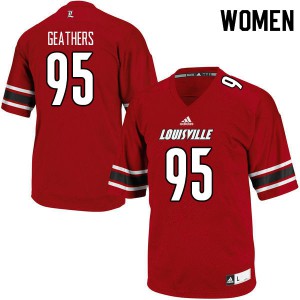 Womens Louisville Cardinals #95 Thurman Geathers Red Stitch Jerseys 772903-788
