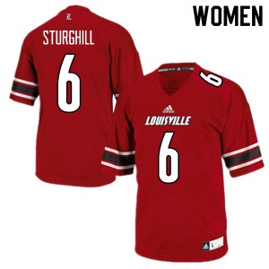 Women's University of Louisville #6 Cornelius Sturghill Red Stitched Jersey 430002-339