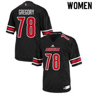 Womens Louisville Cardinals #78 Jackson Gregory Black Stitch Jersey 307591-792
