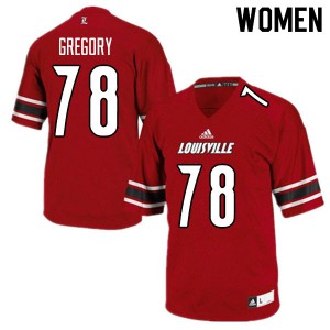Women Louisville #78 Jackson Gregory Red Football Jerseys 209164-192