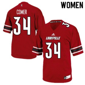 Womens Cardinals #34 Joe Comer Red NCAA Jerseys 213396-563