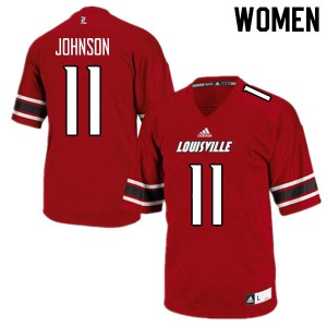 Women University of Louisville #11 Josh Johnson Red Football Jerseys 641216-152