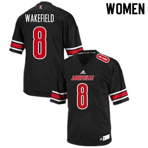 Womens Louisville Cardinals #8 Keion Wakefield Black Official Jerseys 679181-474