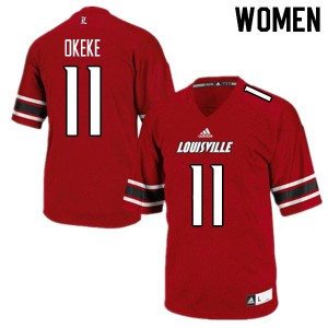 Women Louisville Cardinals #11 Nick Okeke Red High School Jersey 585633-457