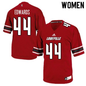Women Louisville Cardinals #44 Zach Edwards Red Embroidery Jerseys 297612-474