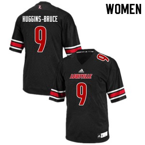 Womens University of Louisville #9 Ahmari Huggins-Bruce Black Football Jerseys 654080-412